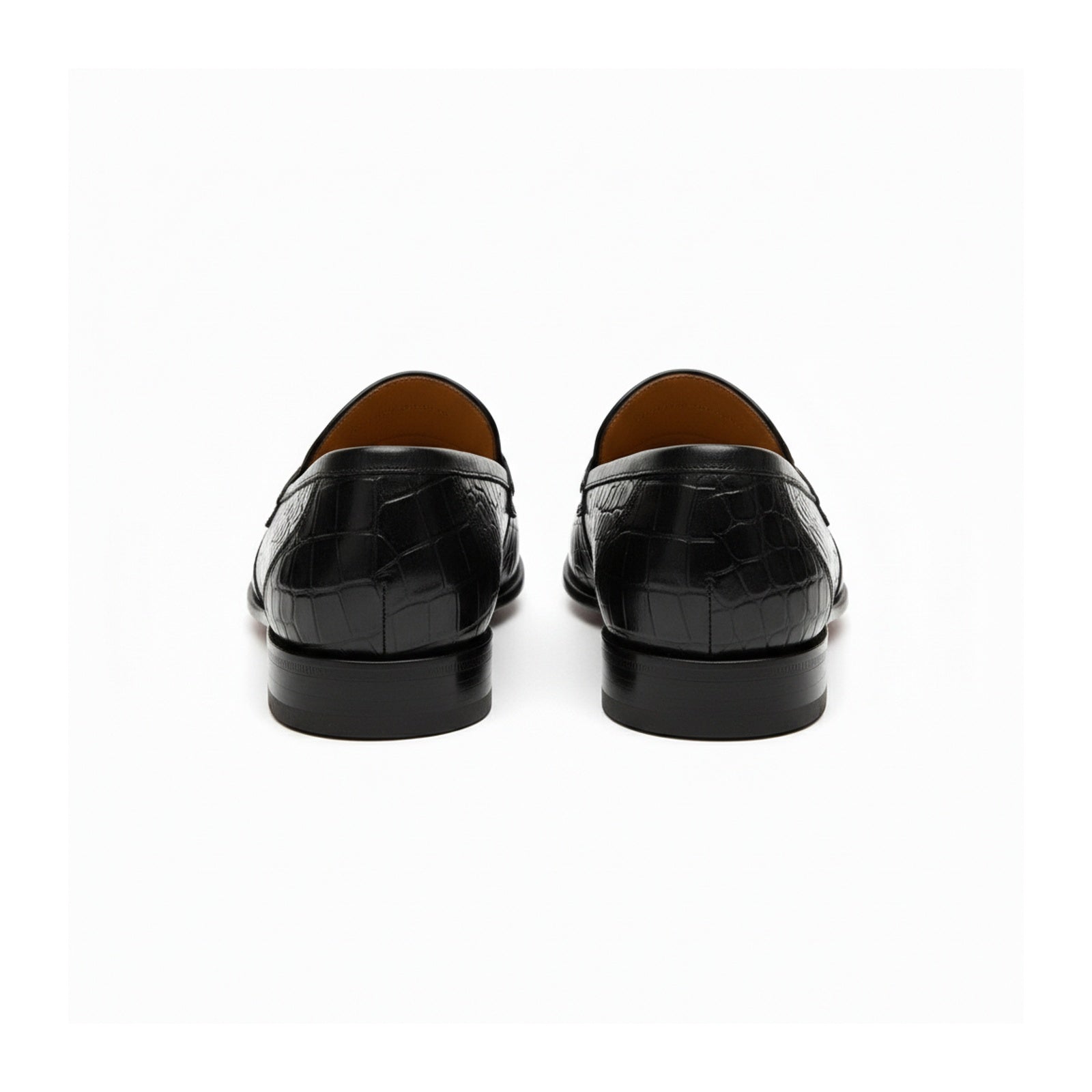 back-view - Men's Black Crocodile Leather Moccasin Loafers