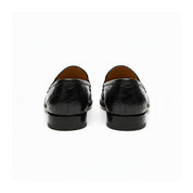 back-view - Men's Black Crocodile Leather Moccasin Loafers