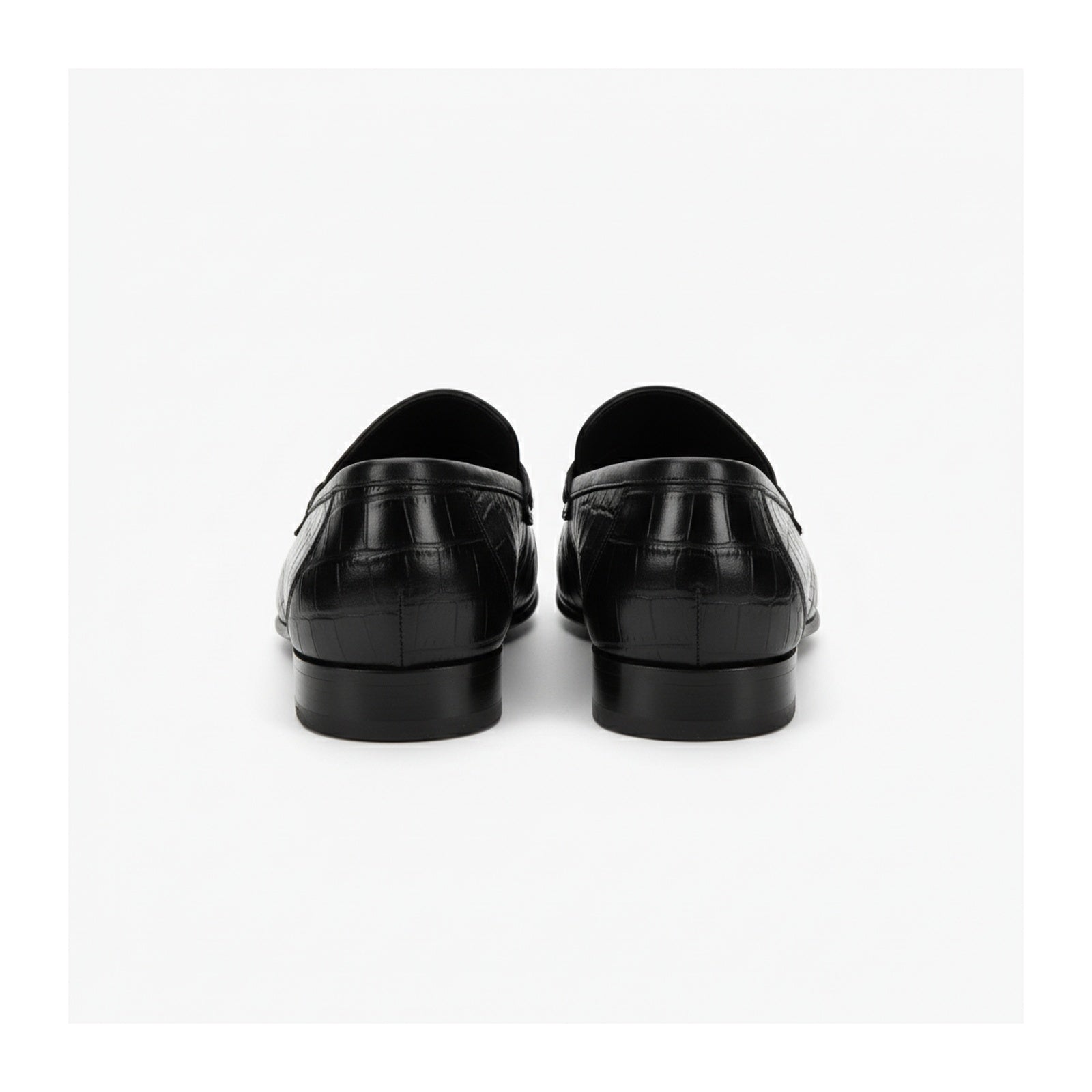 back-view - Men's Black Crocodile Leather Moccasins