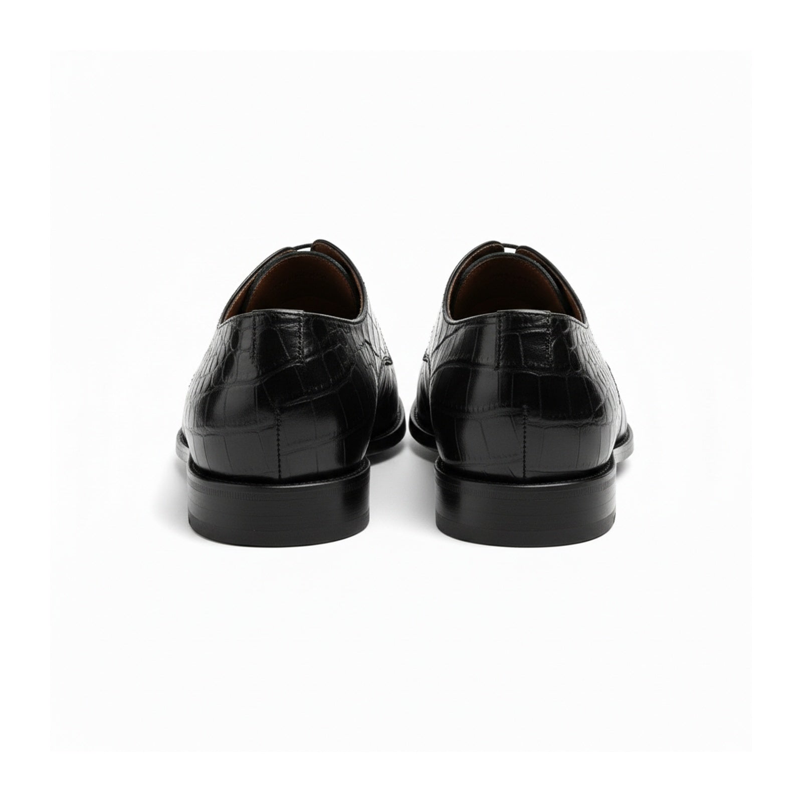 back-view - Men's Black Crocodile Leather Oxford Shoes