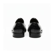 back-view - Men's Black Crocodile Patterned Leather Oxfords