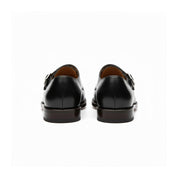back-view - Men's Black Double Monk Strap Leather Shoes