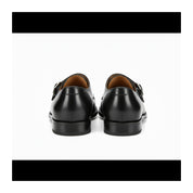 back-view - Men's Black Double Monk Strap Leather Shoes