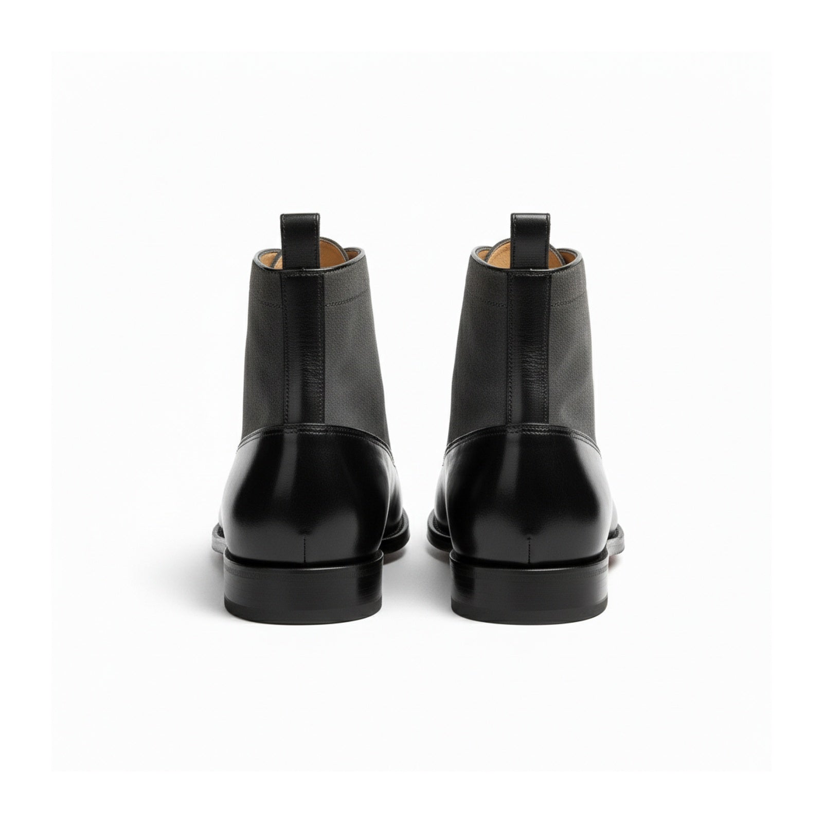 back-view - Men's Black & Gray Leather Ankle Boots