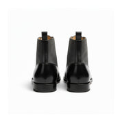 back-view - Men's Black & Gray Leather Ankle Boots