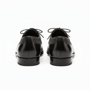 Men's Black Gray Moccasin Business Shoes, Real Leather Suede - back-view