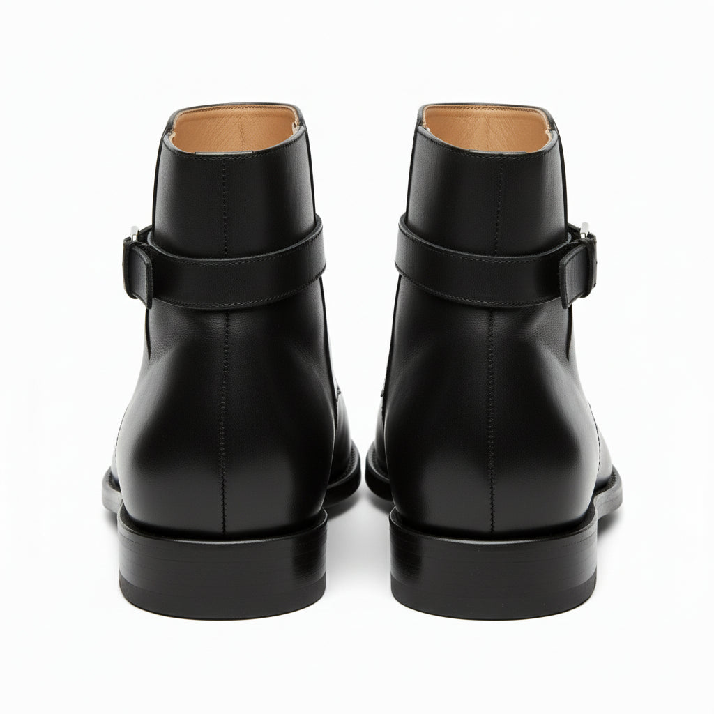 Men's Black Handmade Jodhpurs Ankle Boots - back-view