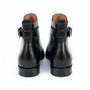 Men's Black High Ankle Leather Boots - back-view