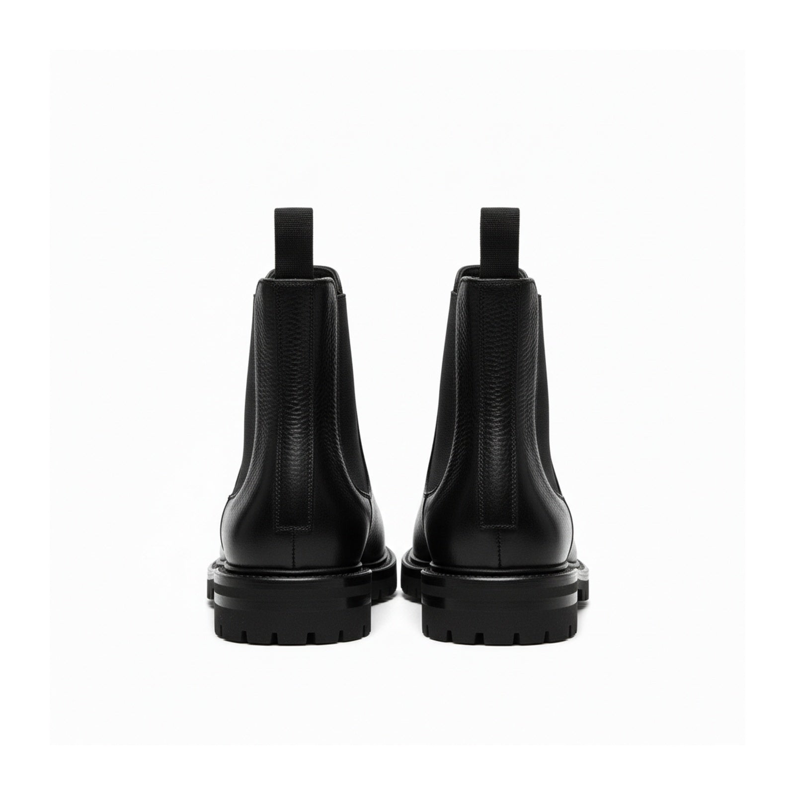 back-view - Men's Black Leather Ankle Boots