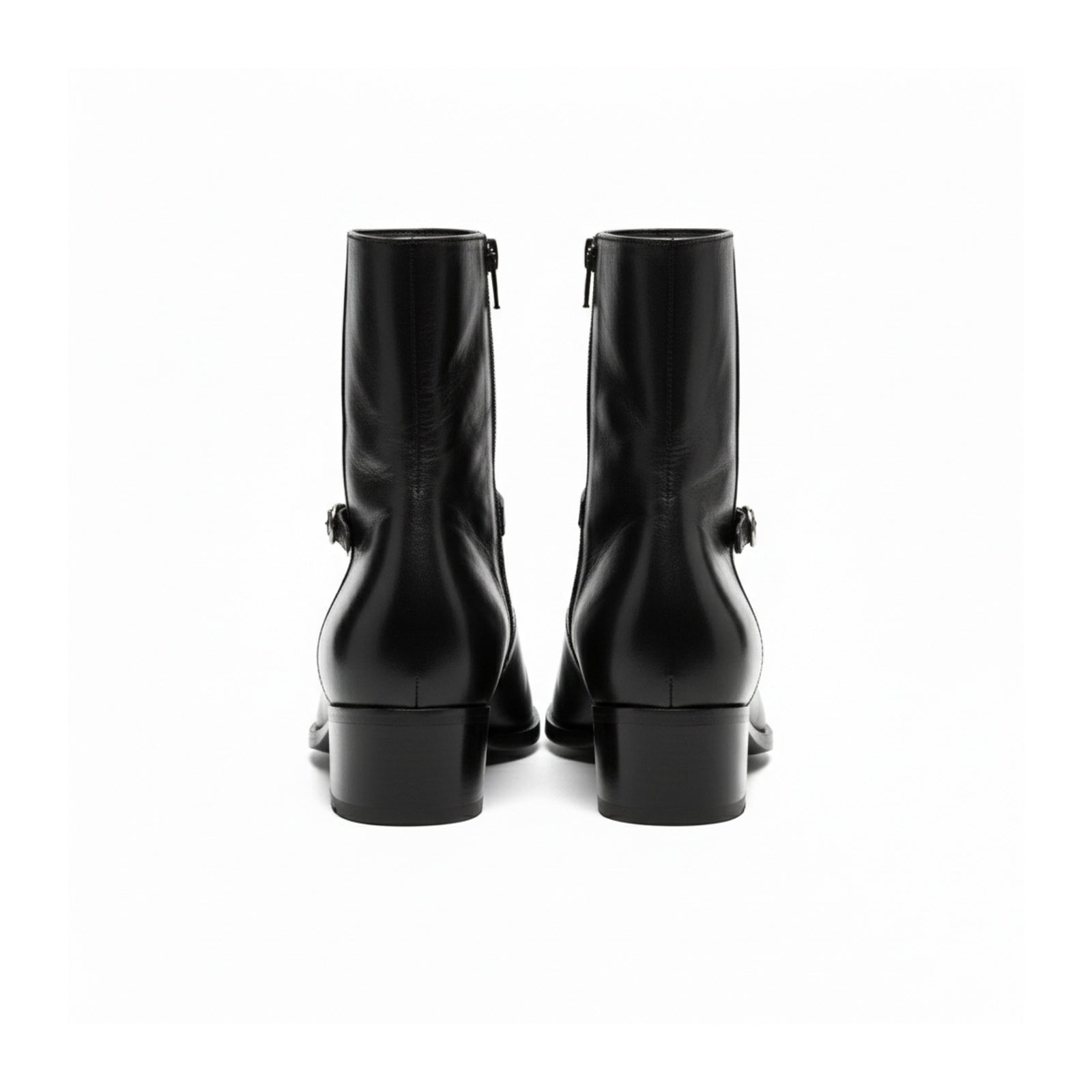 back-view - Men's Black Leather Ankle Boots