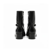 back-view - Men's Black Leather Ankle Boots