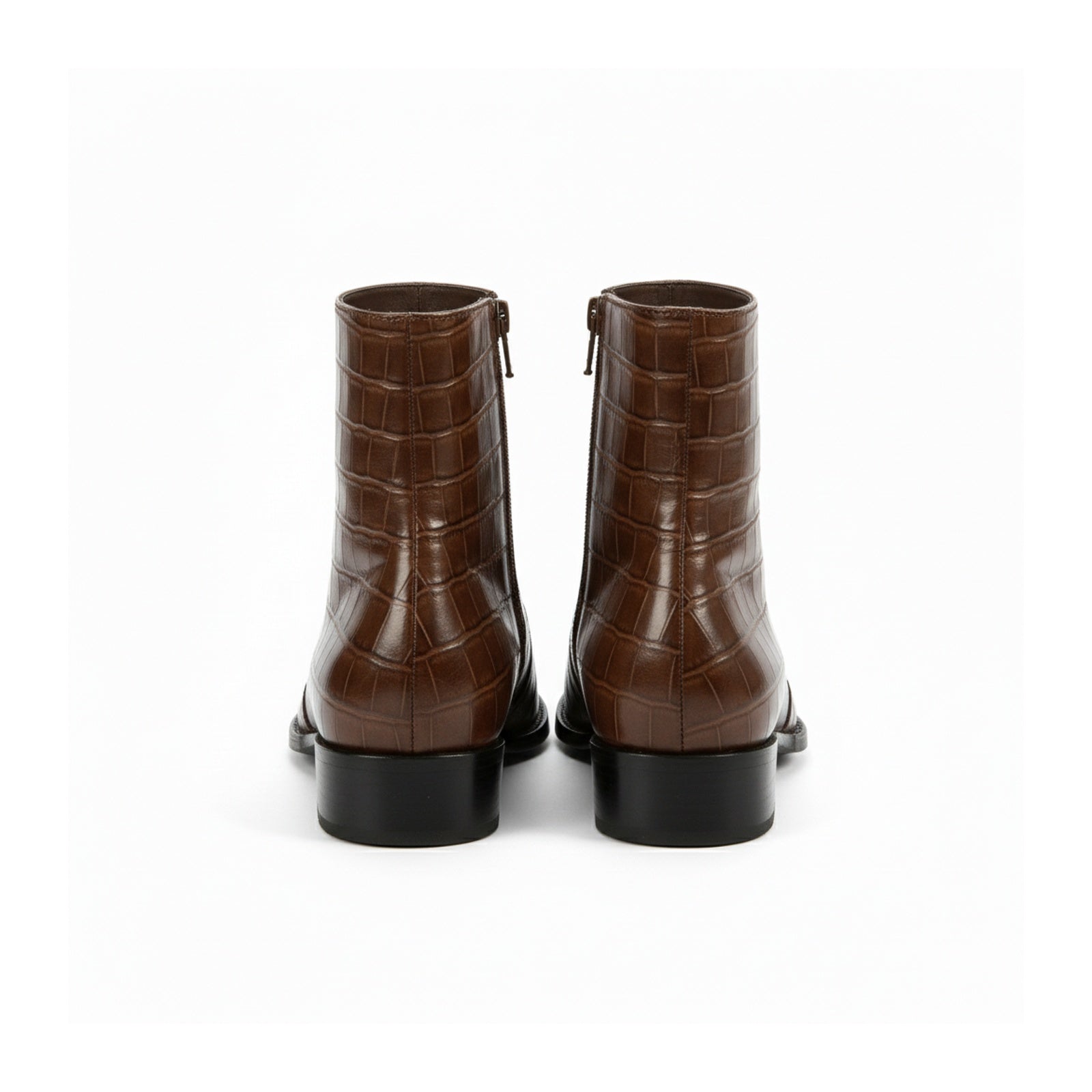 back-view - Men's Black Leather Ankle Boots