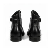 back-view - Men's Black Leather Ankle Boots