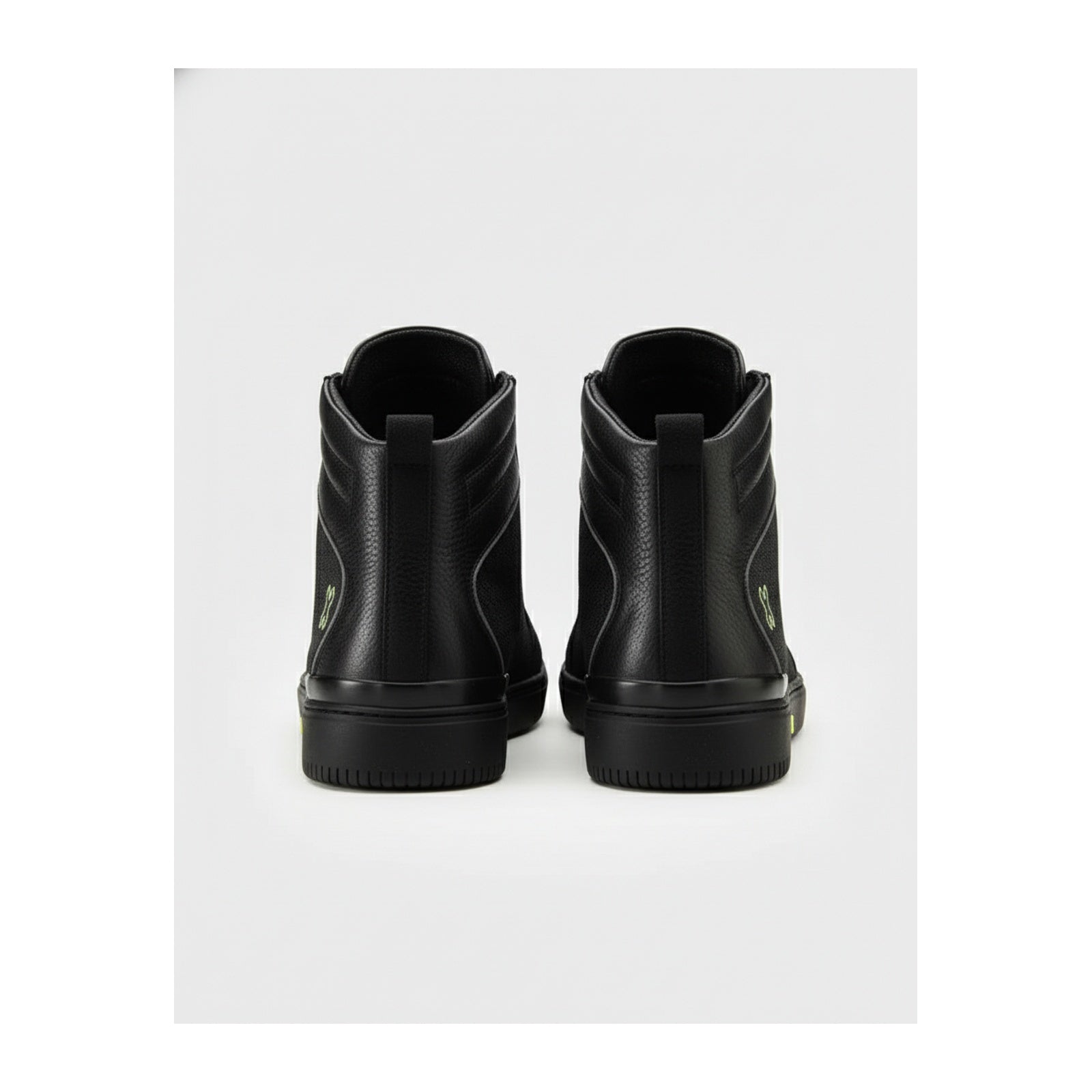 back-view - Men's Black Leather Biker Boots