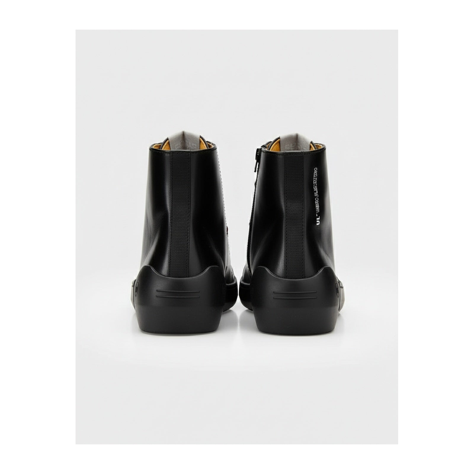 back-view - Men's Black Leather Biker Sneakers