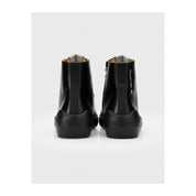 back-view - Men's Black Leather Biker Sneakers