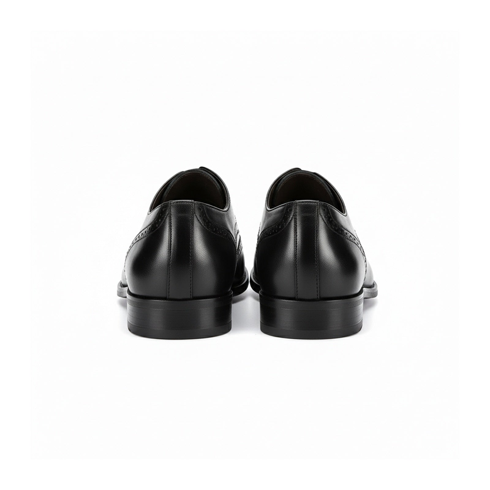 back-view - Men's Black Leather Brogue Dress Shoes