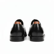 back-view - Men's Black Leather Brogue Wingtip Dress Shoes