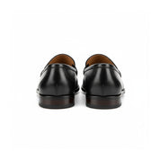 back-view - Men's Black Leather Buckle Loafer Shoes