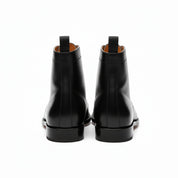 back-view - Men's Black Leather Button Boots - Ankle Design