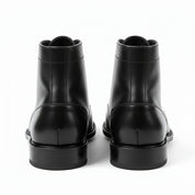 back-view - Men's Black Leather Cap Toe Ankle Boots