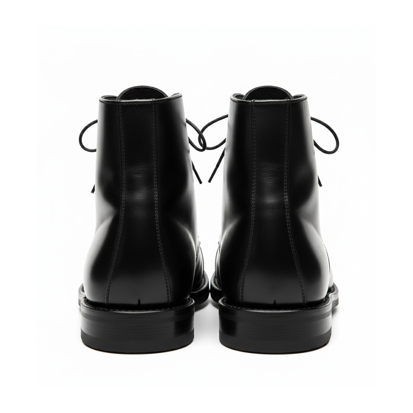 back-view - Men's Black Leather Cap Toe Boots
