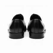 back-view - Men's Black Leather Cap-Toe Derby Shoes