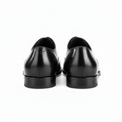 back-view - Men's Black Leather Cap-Toe Dress Shoes