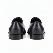 back-view - Men's Black Leather Cap Toe Dress Shoes