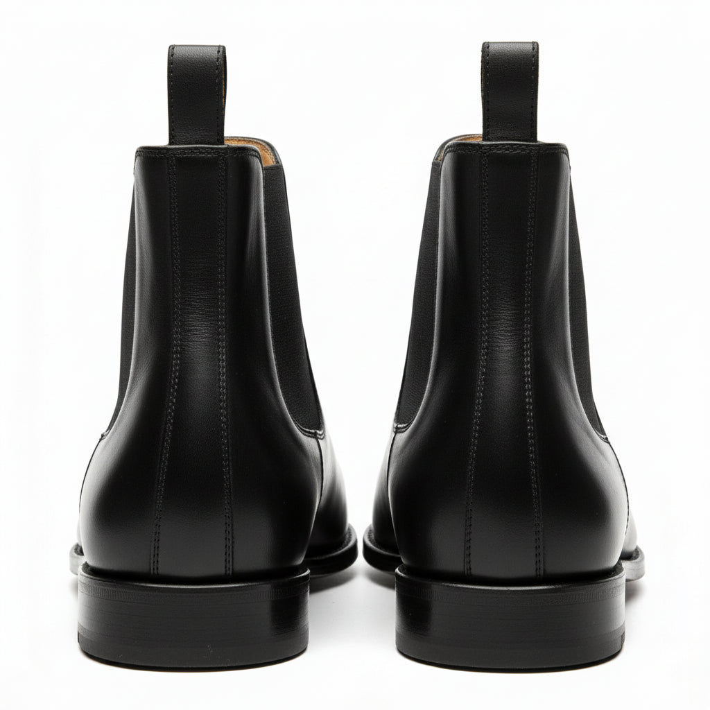 back-view - Men's Black Leather Chelsea Ankle Boots