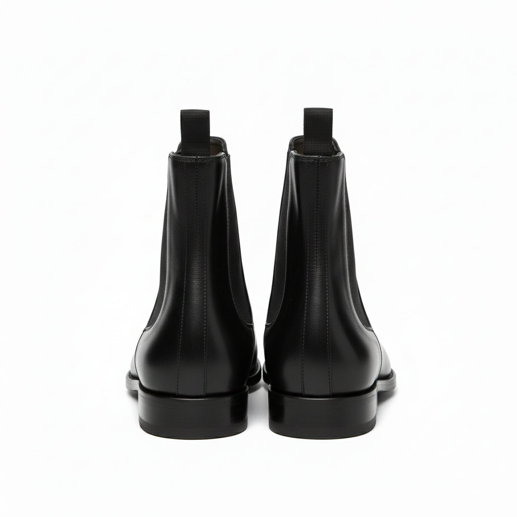 back-view - Men's Black Leather Chelsea Boots Ankle Style