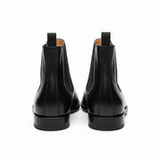 Men's Black Leather Chelsea Boots, Formal Ankle Boots - back-view