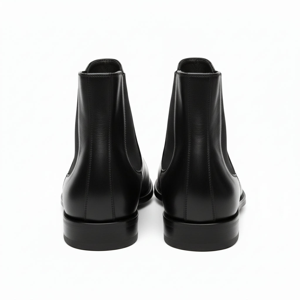 back-view - Men's Black Leather Chelsea Boots