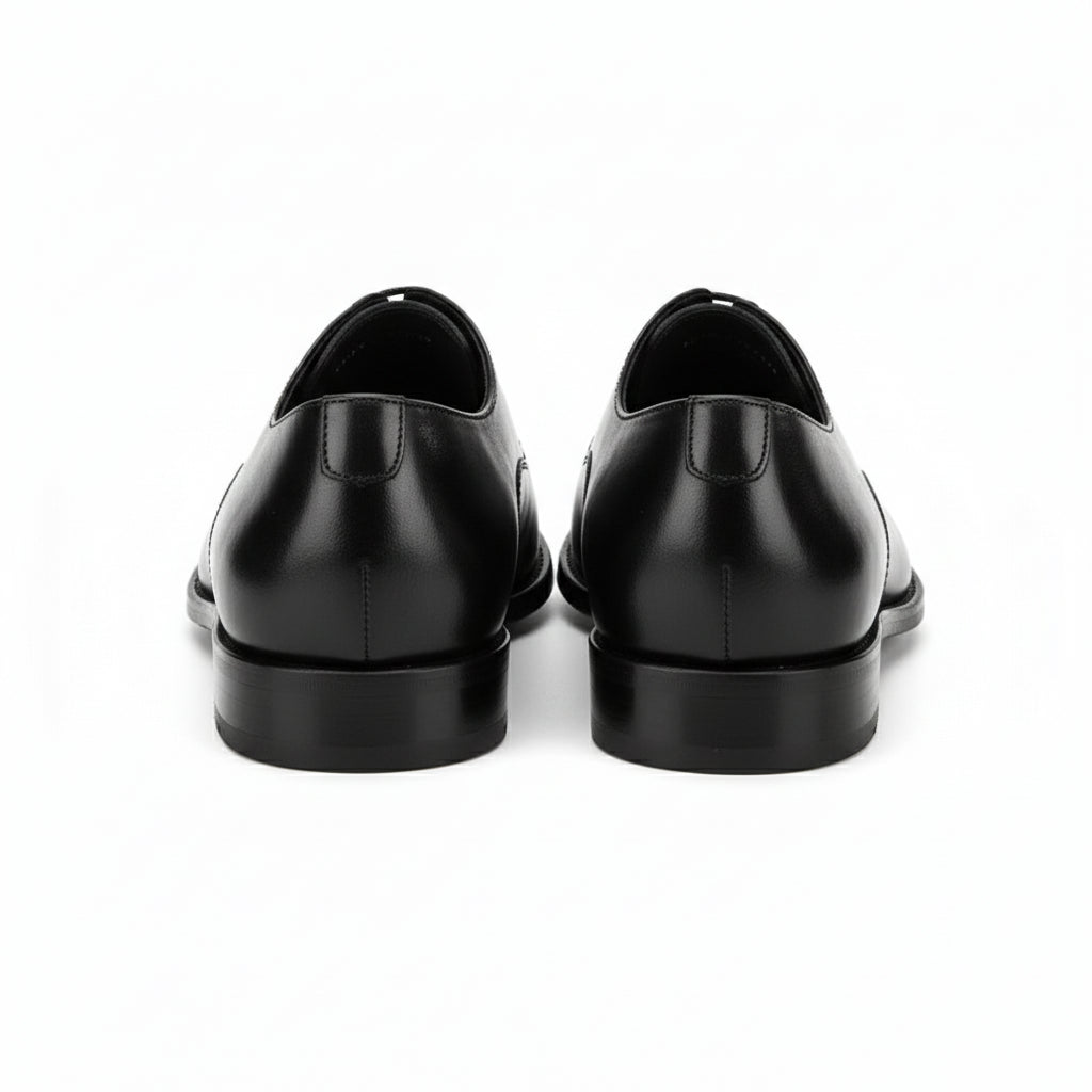 back-view - Men's Black Leather Derby Dress Shoes