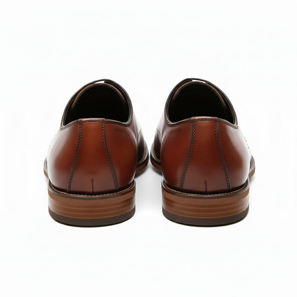 back-view - Men's Black Leather Derby Dress Shoes