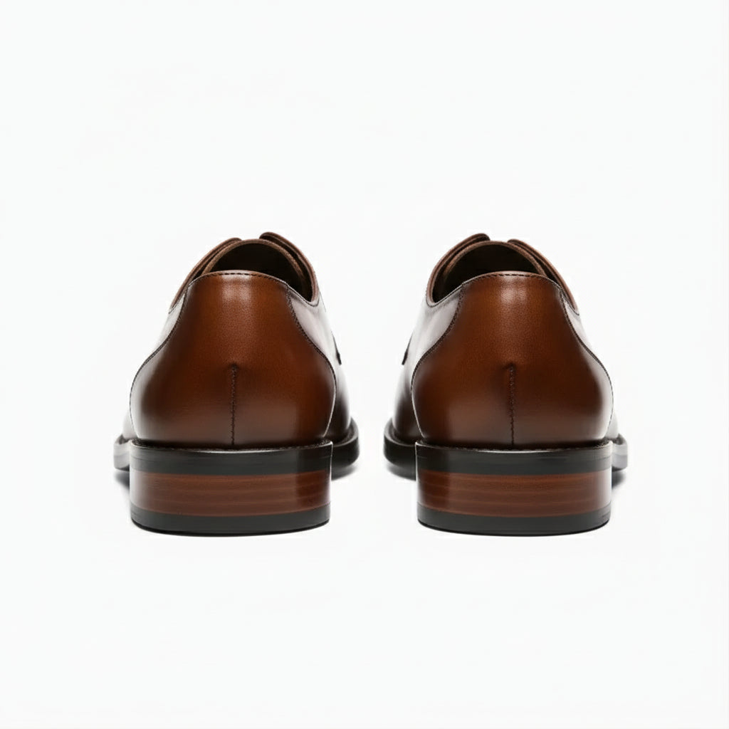 back-view - Men's Black Leather Derby Shoes