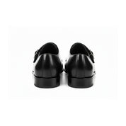 back-view - Men's Black Leather Double Buckle Dress Shoes