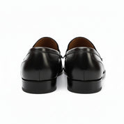 back-view - Men's Black Leather Fringe Loafer Moccasins