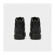 back-view - Men's Black Leather High-Top Motorcycle Sneakers