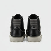 back-view - Men's Black Leather High-Top Sneakers