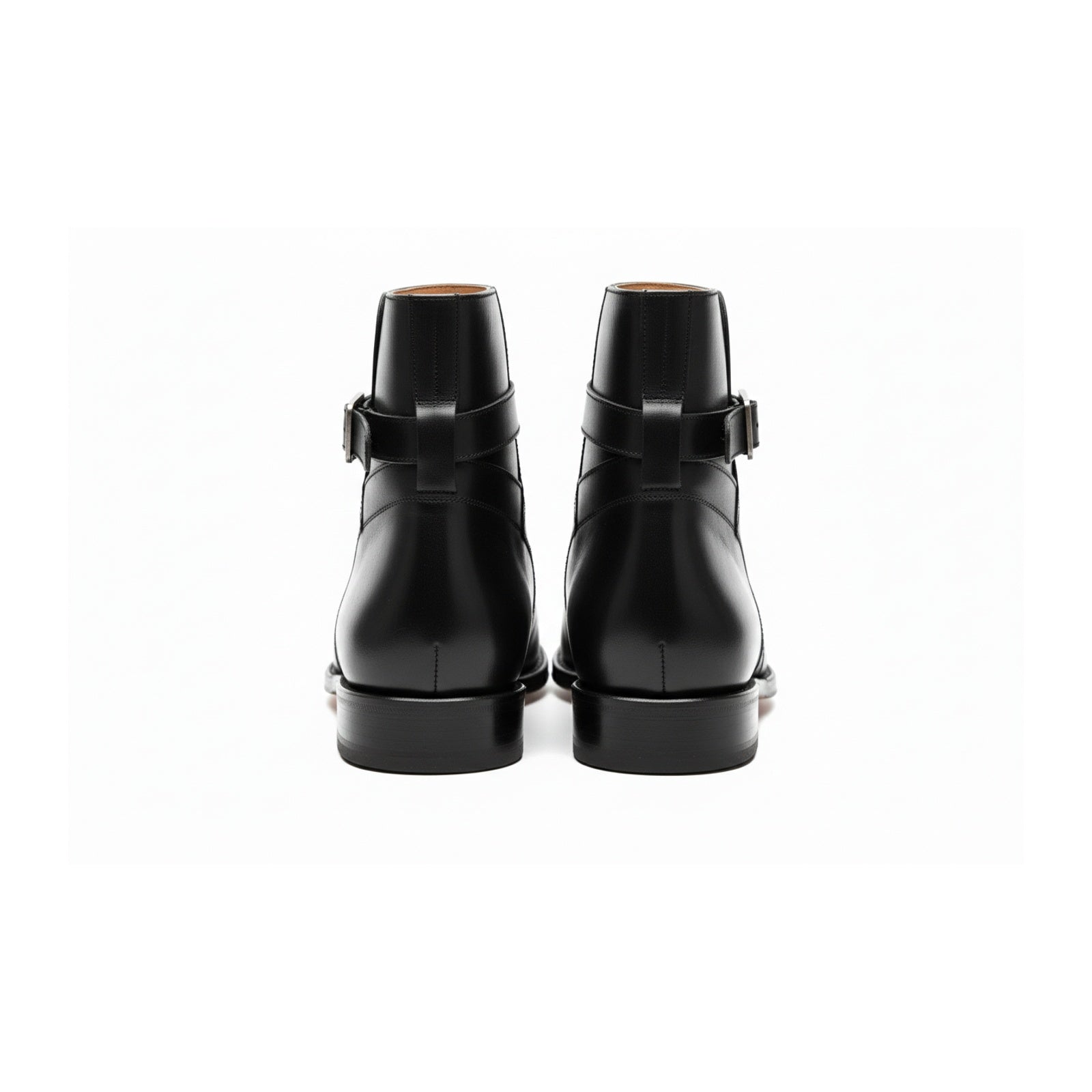 back-view - Men's Black Leather Jodhpur Ankle Boots