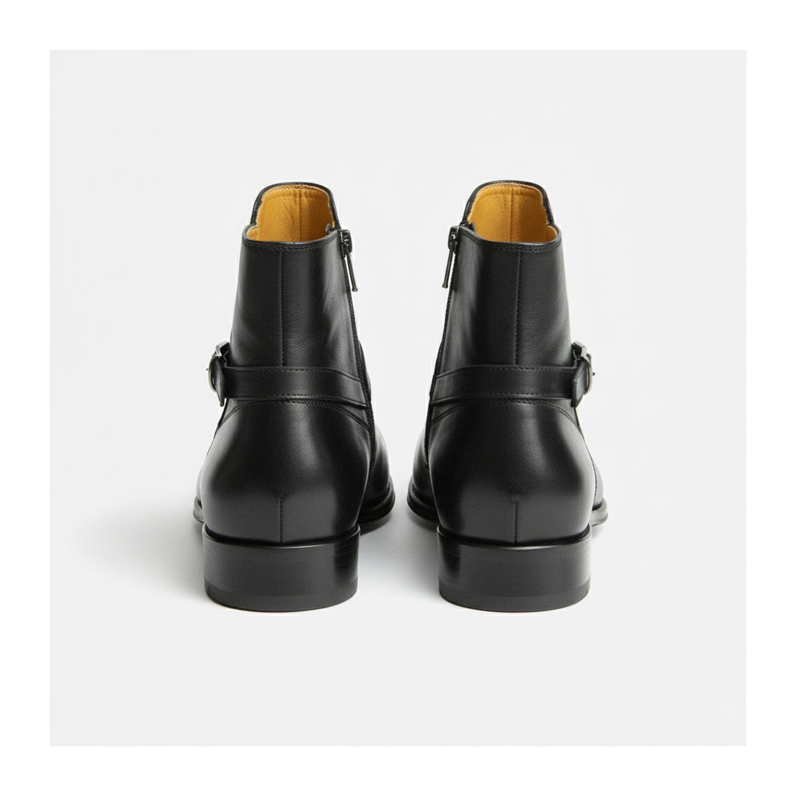 back-view - Men's Black Leather Jodhpurs Ankle Boots