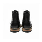 back-view - Men's Black Leather Lace-Up Boots