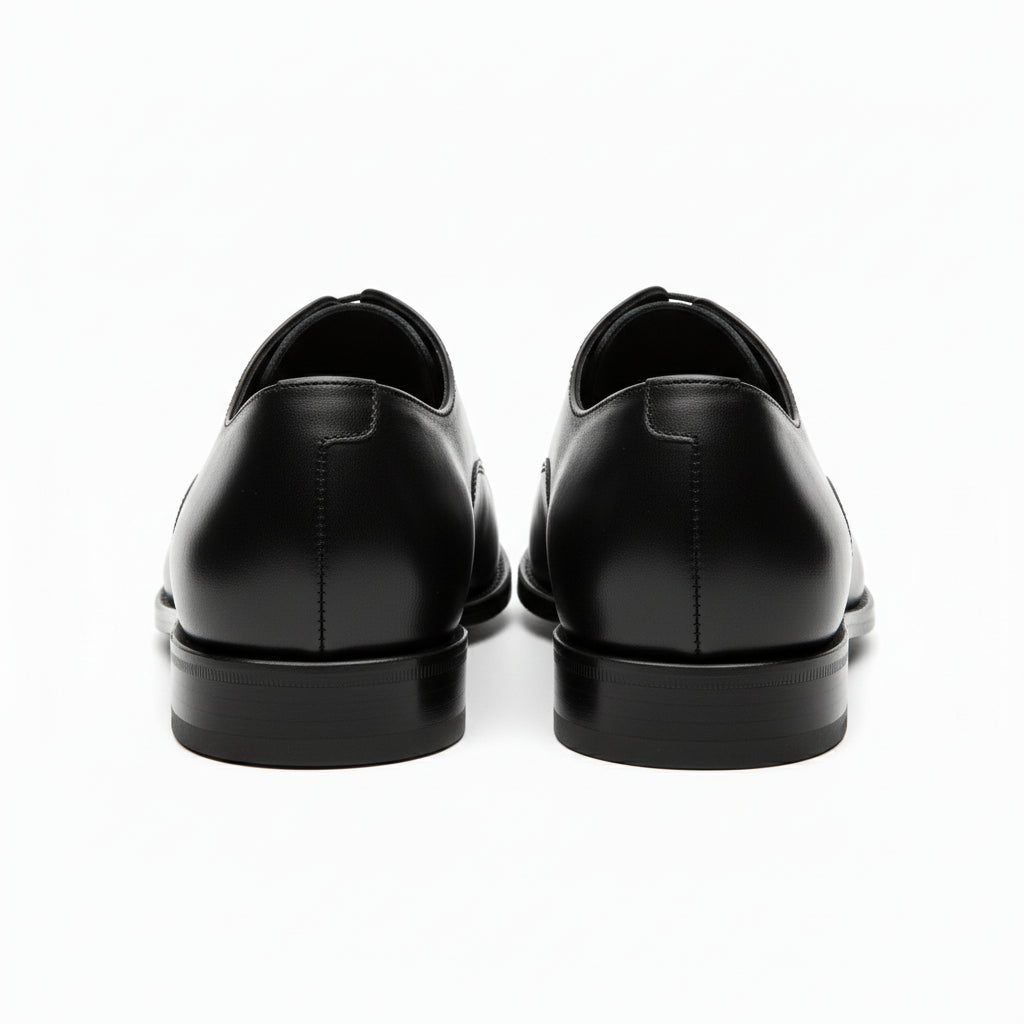 back-view - Men's Black Leather Lace-Up Oxfords