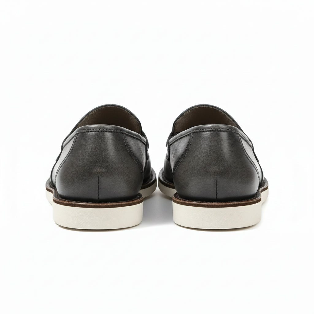 back-view - Men's Black Leather Loafers