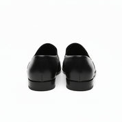 back-view - Men's Black Leather Moccasin Loafers