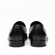 back-view - Men's Black Leather Moccasins with Customizable Fit