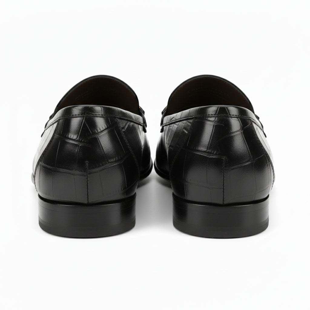 back-view - Men's Black Leather Moccasins