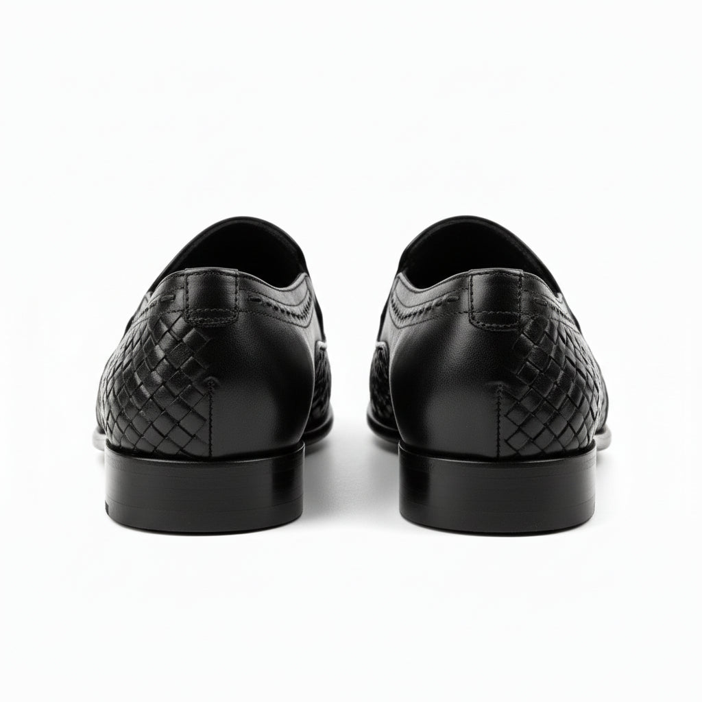 back-view - Men's Black Leather Moccasins