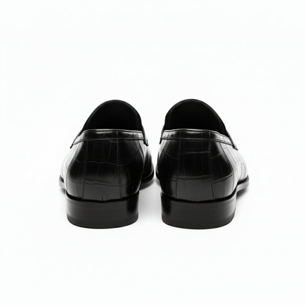 back-view - Men's Black Leather Moccasins